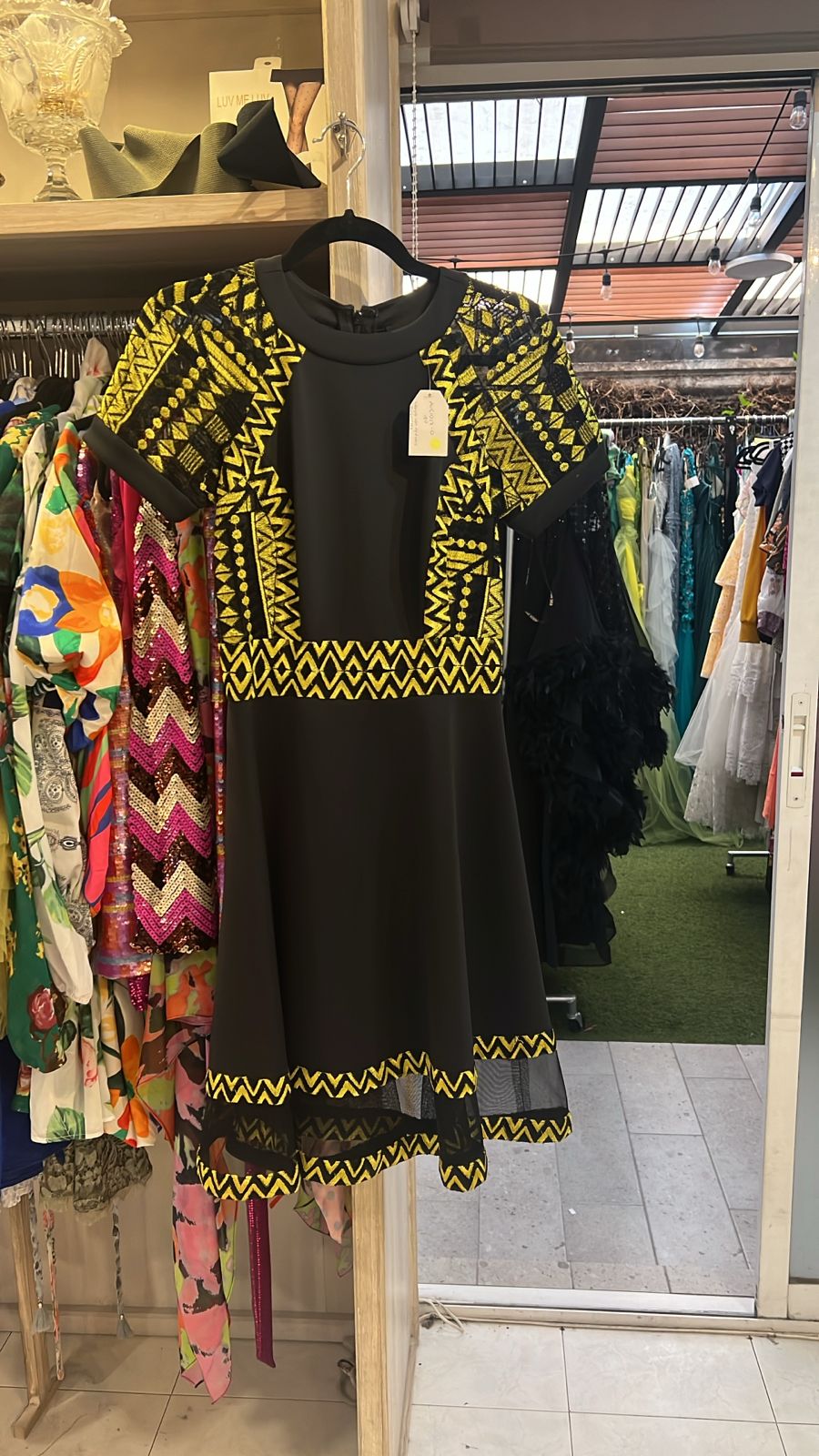 YELLOW BROID DRESS